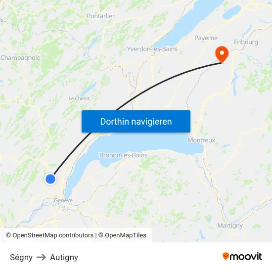 Ségny to Autigny map