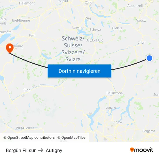 Bergün Filisur to Autigny map