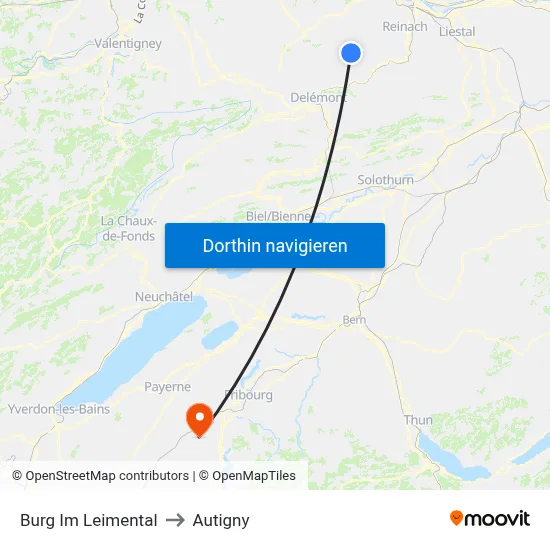 Burg Im Leimental to Autigny map
