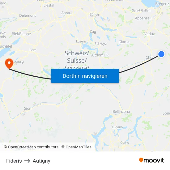 Fideris to Autigny map