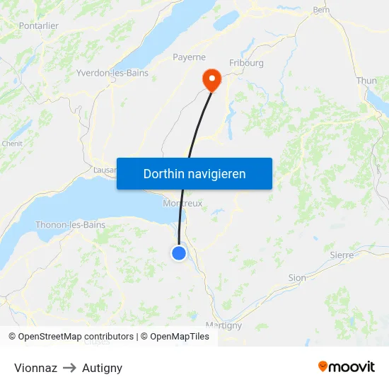 Vionnaz to Autigny map