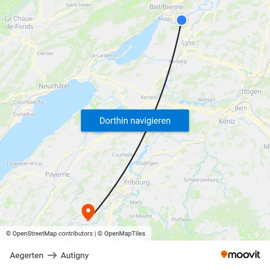 Aegerten to Autigny map