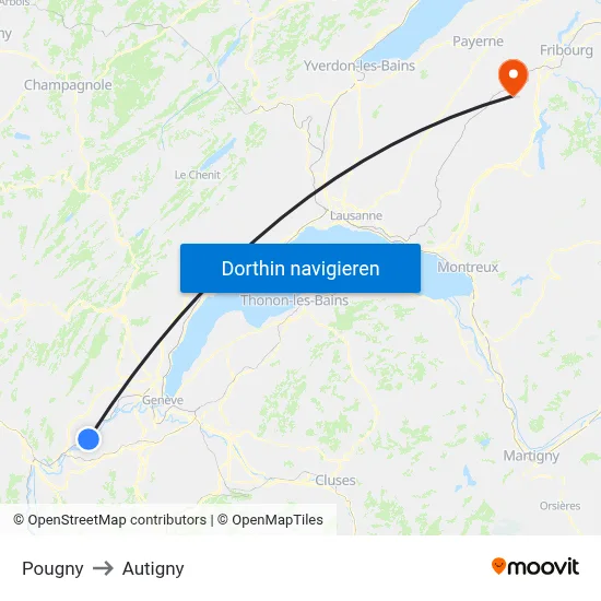 Pougny to Autigny map
