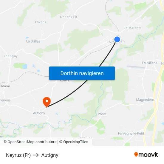 Neyruz (Fr) to Autigny map