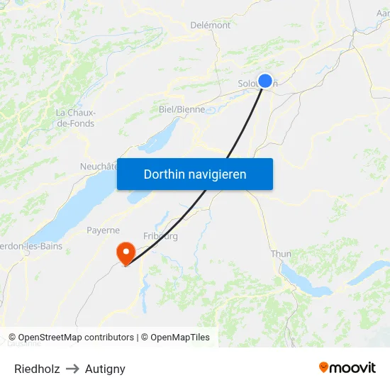 Riedholz to Autigny map