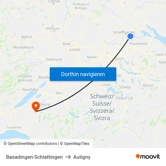 Basadingen-Schlattingen to Autigny map