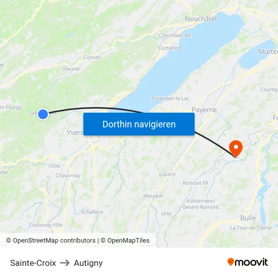 Sainte-Croix to Autigny map