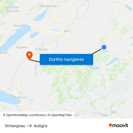 Schangnau to Autigny map
