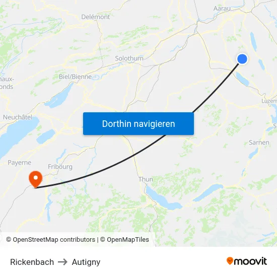 Rickenbach to Autigny map