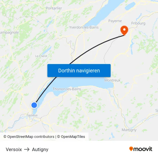 Versoix to Autigny map