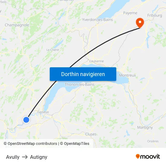 Avully to Autigny map