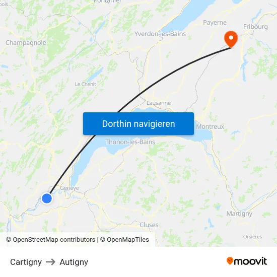 Cartigny to Autigny map