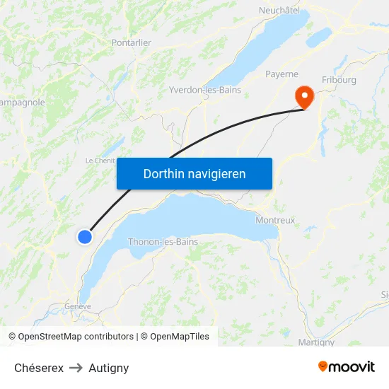 Chéserex to Autigny map