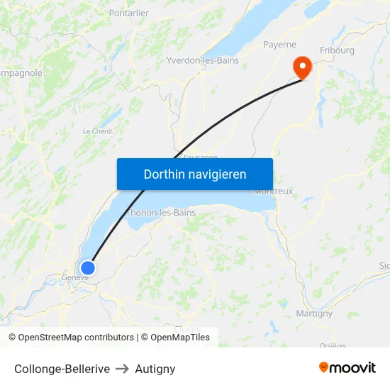 Collonge-Bellerive to Autigny map