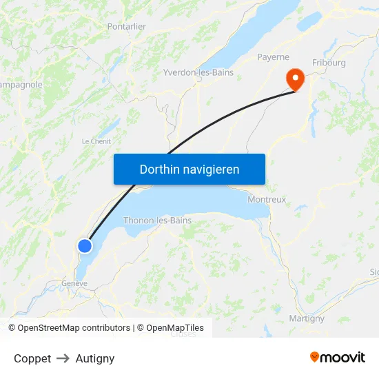 Coppet to Autigny map