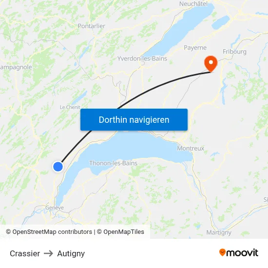 Crassier to Autigny map