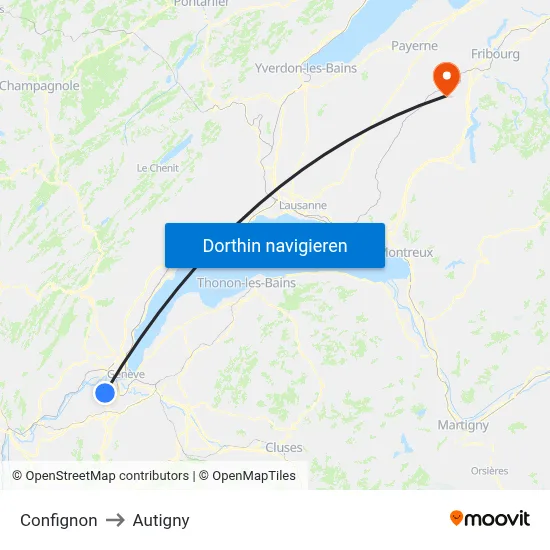 Confignon to Autigny map