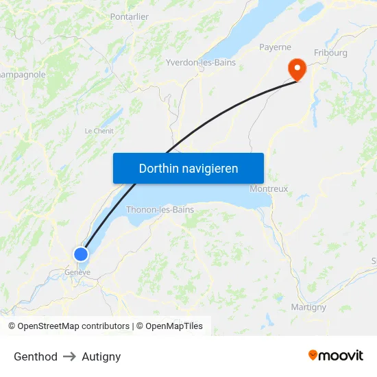 Genthod to Autigny map