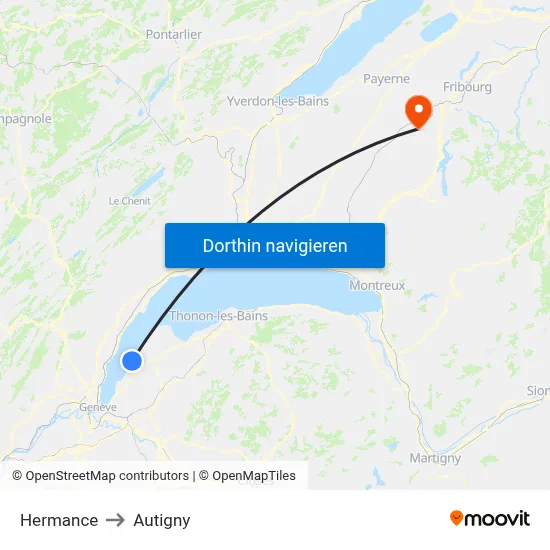 Hermance to Autigny map