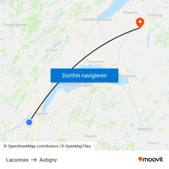 Laconnex to Autigny map
