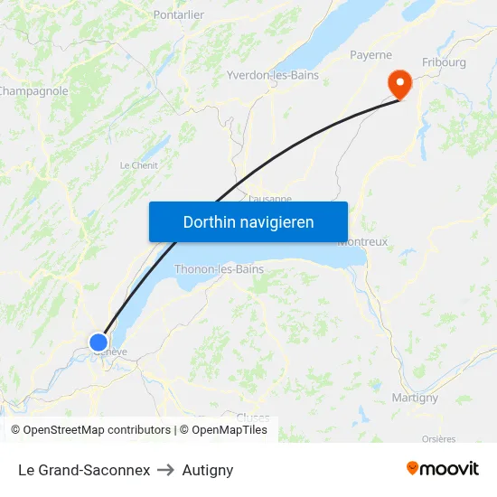 Le Grand-Saconnex to Autigny map