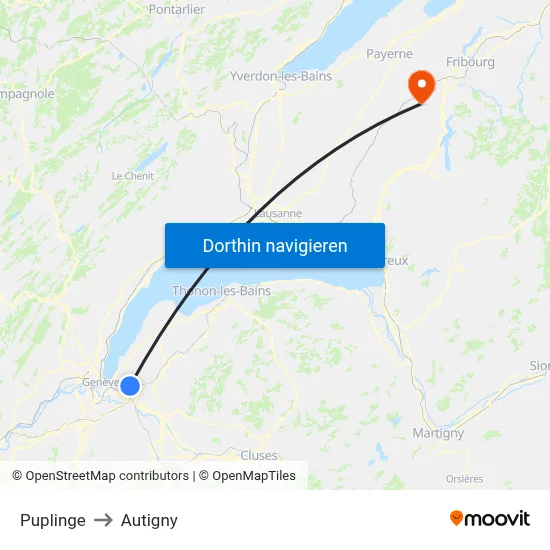 Puplinge to Autigny map