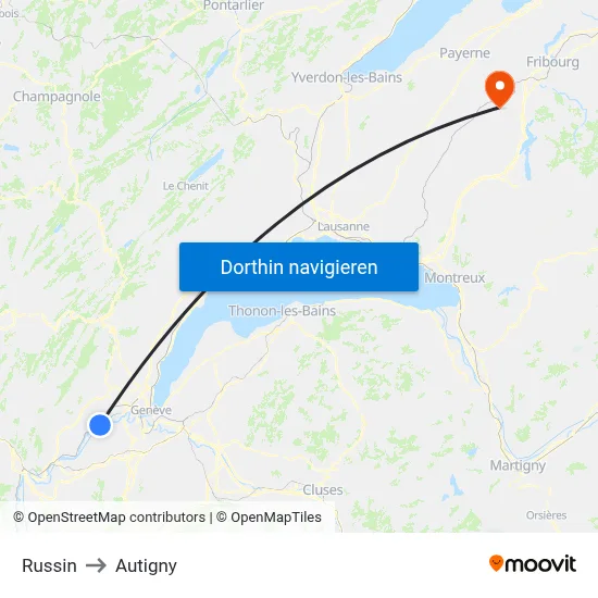 Russin to Autigny map