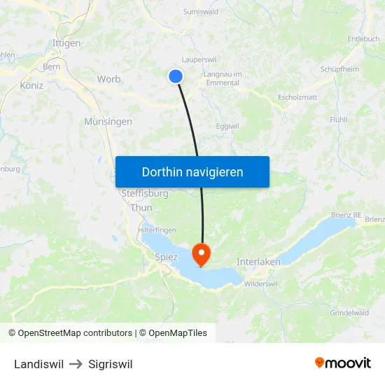 Landiswil to Sigriswil map