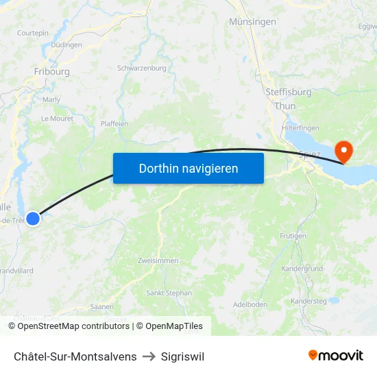 Châtel-Sur-Montsalvens to Sigriswil map
