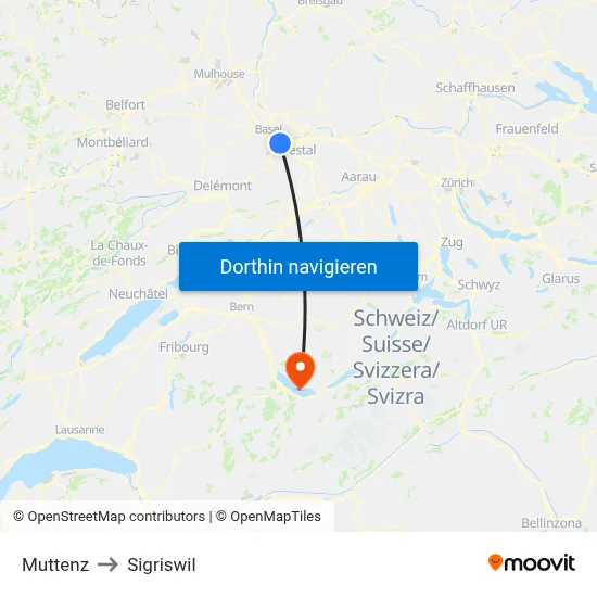 Muttenz to Sigriswil map