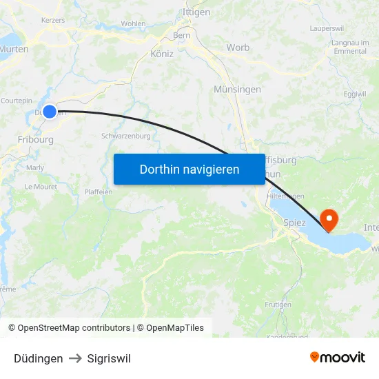 Düdingen to Sigriswil map