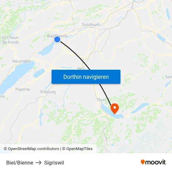 Biel/Bienne to Sigriswil map
