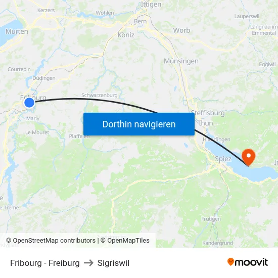 Fribourg - Freiburg to Sigriswil map