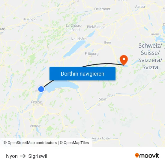 Nyon to Sigriswil map