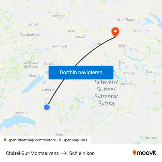 Châtel-Sur-Montsalvens to Schleinikon map