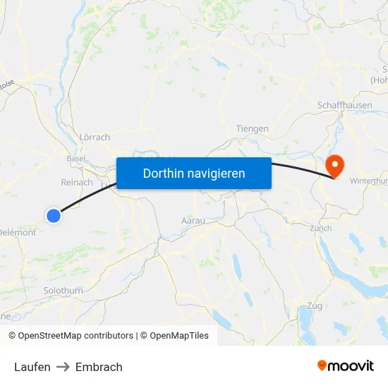 Laufen to Embrach map