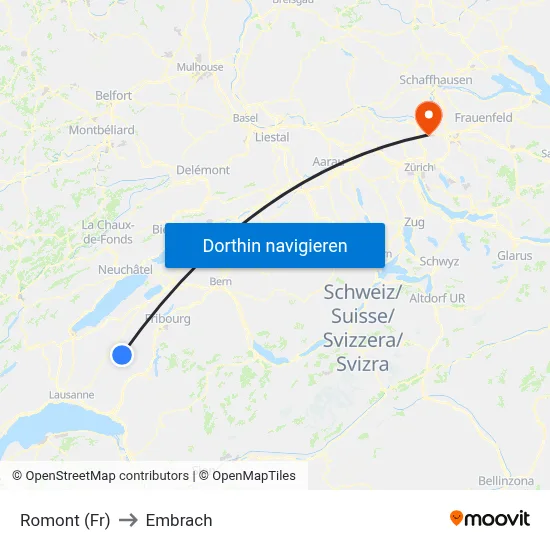 Romont (Fr) to Embrach map