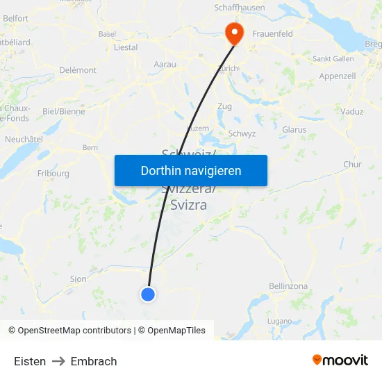 Eisten to Embrach map