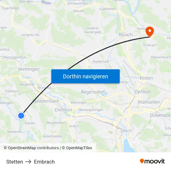Stetten to Embrach map