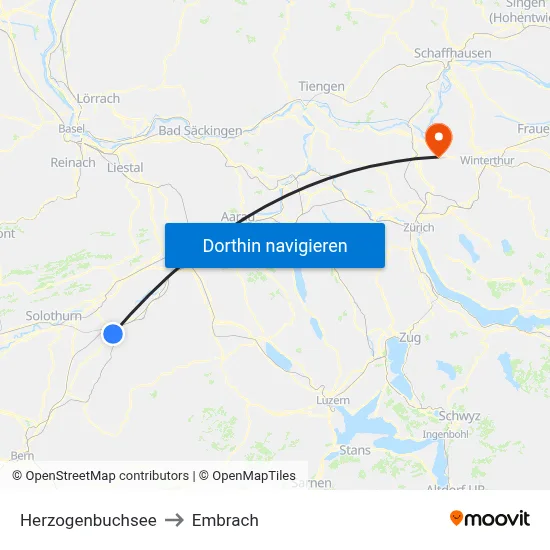 Herzogenbuchsee to Embrach map