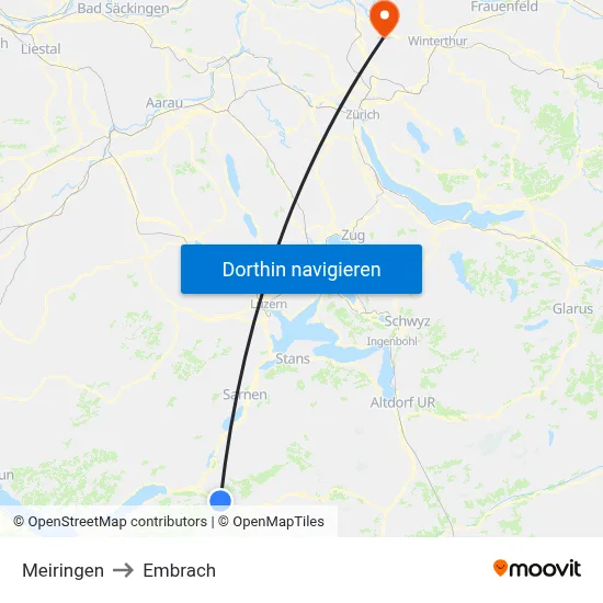 Meiringen to Embrach map
