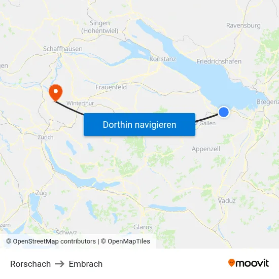 Rorschach to Embrach map