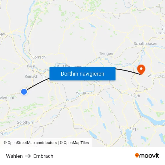 Wahlen to Embrach map