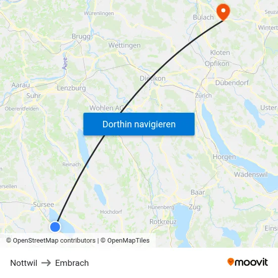Nottwil to Embrach map