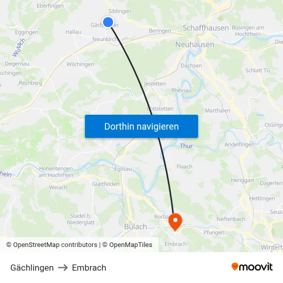 Gächlingen to Embrach map