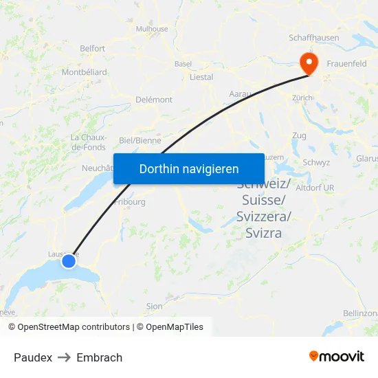 Paudex to Embrach map
