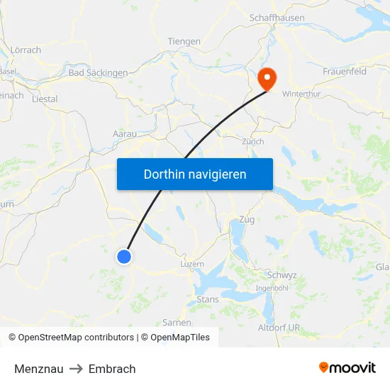 Menznau to Embrach map