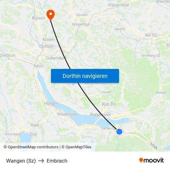 Wangen (Sz) to Embrach map