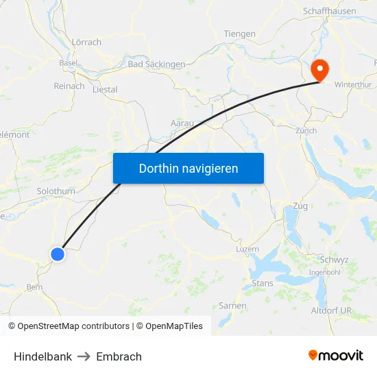 Hindelbank to Embrach map