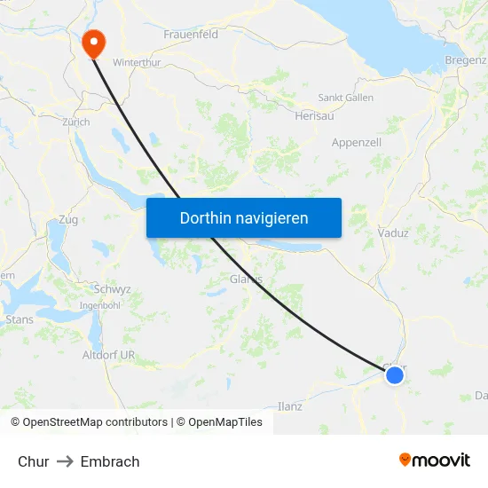 Chur to Embrach map